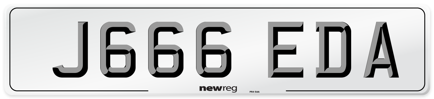 J666 EDA Number Plate from New Reg